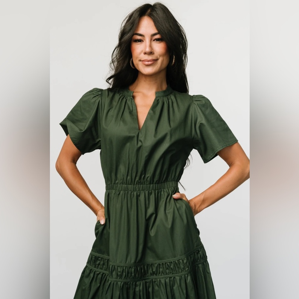 Baltic Born Dark Green Midi Dress - Picture 2 of 14